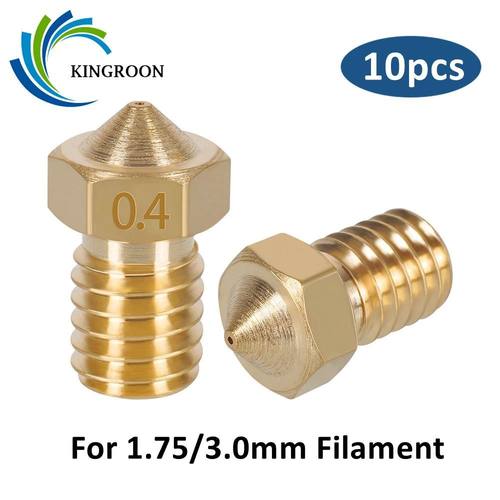 KINGROON 10pcs V5 V6 E3D Nozzle 0.2 0.3 0.4 0.5 0.6 0.8 1.0m
