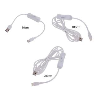 White USB to Type-C Cable with Switch High-Speed Data Transf
