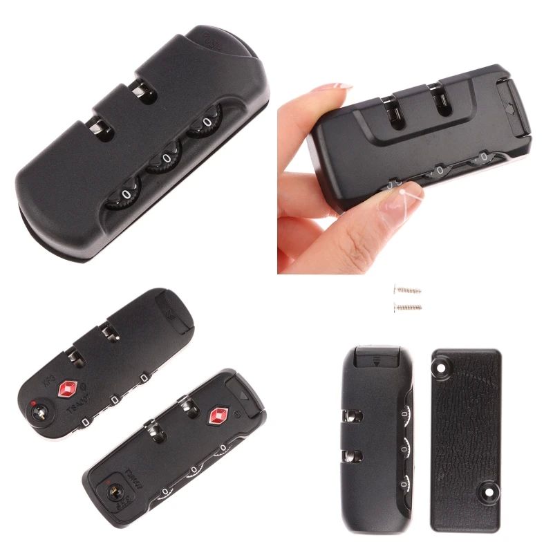 Black 3 Digit Combination Padlock For Travel Luggage Suitcas