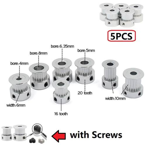 MEGA 5PCS 3D Printer Parts GT2 Timing Pulley 16 20 Tooth 2GT