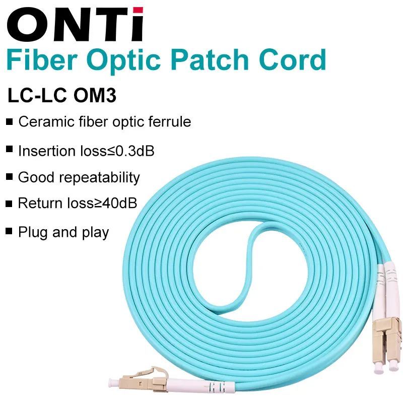 ONTi 10G OM3 LC-LC UPC Multimode Duplex 2.0MM Fiber Optic Pa