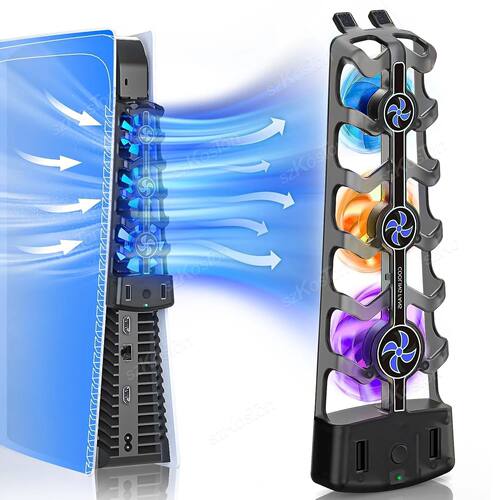 RGB Light Cooling Fan for PS5 Accessories Quiet Fan Cooling