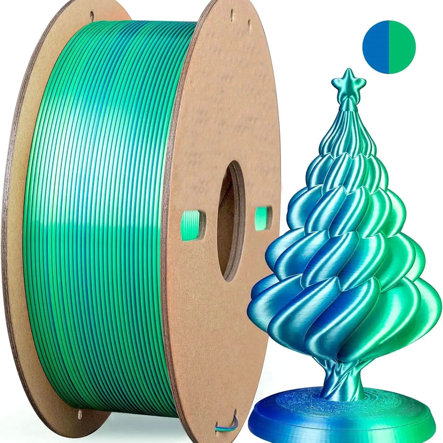 Multicolor 3D Printer Filament,Dual/Tri Color 1.75mm PLA Sil