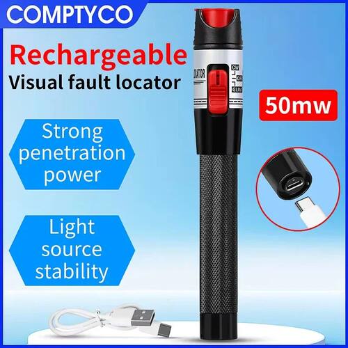COMPTYCO Rechargeable VFL Fiber Optic Cable Tester 15 30 50M