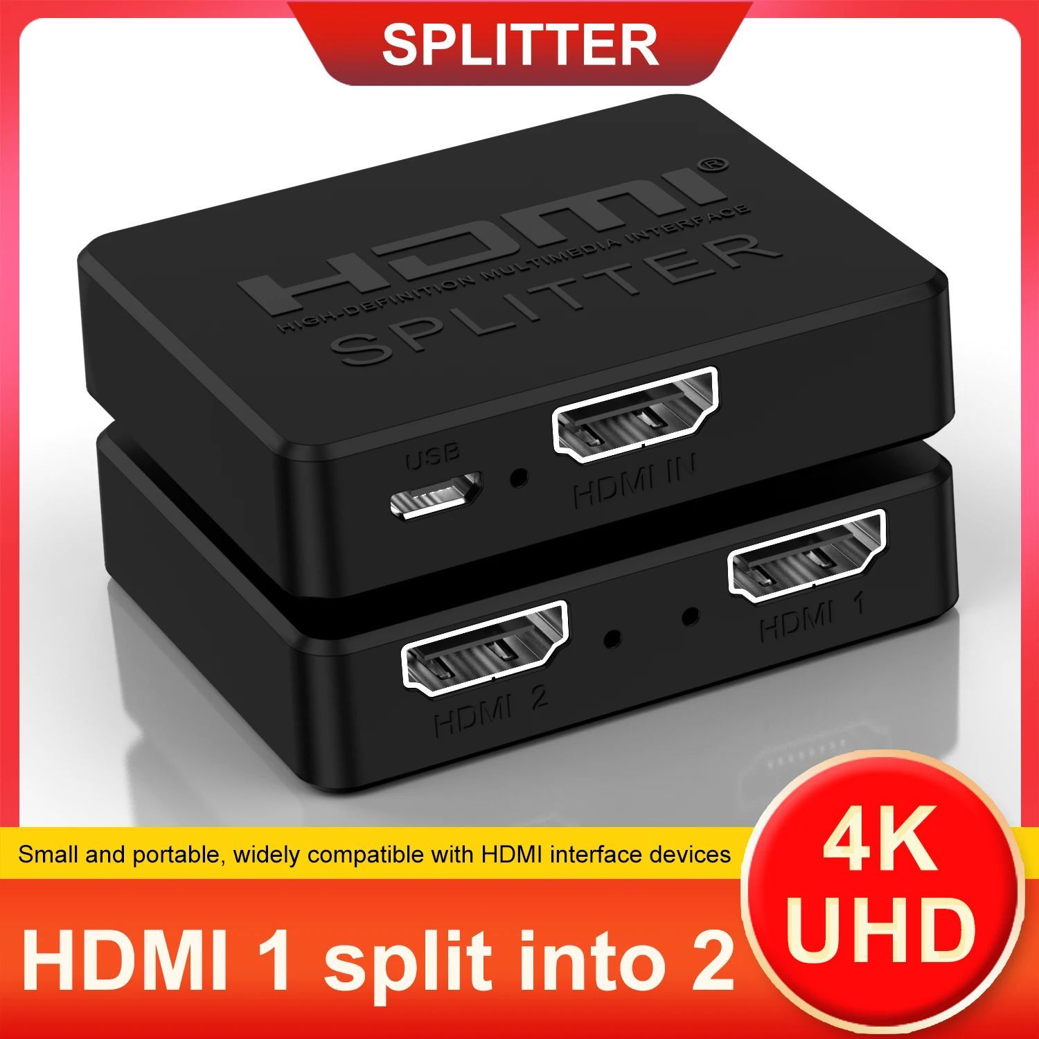 1 in 2 out Video Splitter 4K HDMI-compatible 3D 1080P Switch