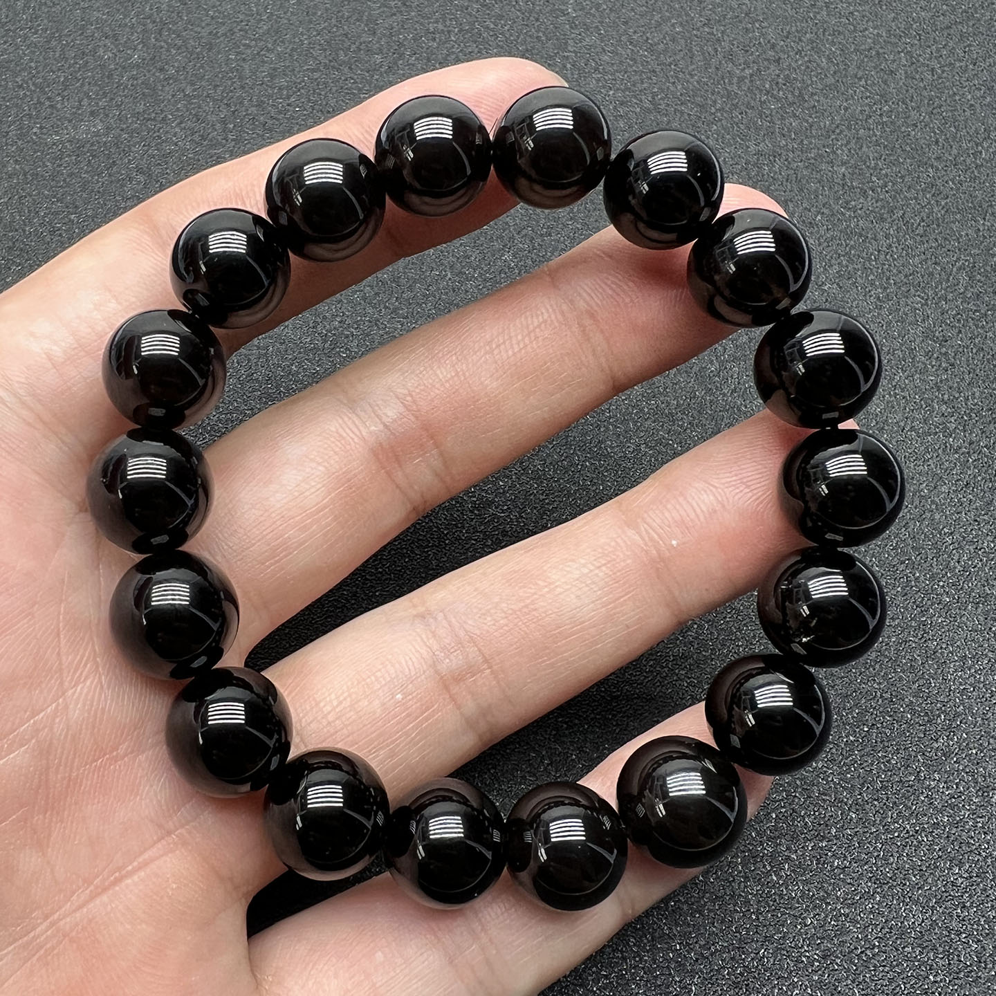 天然水晶手链黑水晶茶水晶茶晶墨晶手串男女款串珠黑色手饰品礼物