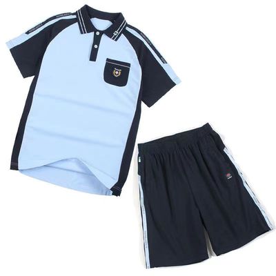 南宁市校服新希望纯棉夏季短袖小学初中高中男女运动服蓝套装