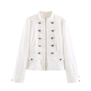 WMXZ春夏新品女装长袖立领金属系纽扣装饰拉链式西装外套 2790498