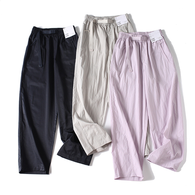 2026春季新款日系休闲廓形宽松长裤弯刀镰刀裤直筒系腰带485273