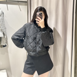 WMXZ自制秋冬女装菱形格立领短款棉服飞行员夹克外套棉袄3046227