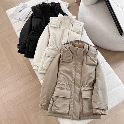 连帽保暖工装大口袋派克服外套