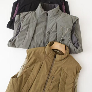 户外跑步防泼水多口袋立领工装耐磨坎肩保暖棉服马甲男女同款