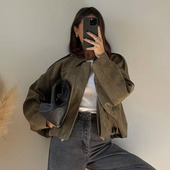 新品 女装 蝙蝠袖 WMXZ春季 翻领绒面质感效果飞行员夹克外套 4344155