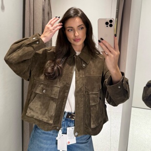 WMXZ秋季新品女装高级感时尚皮革质感飞行员夹克外套女8073253