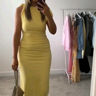 法式 WMXZ春季 新品 女装 2477262 度假风简约褶皱不对称迷笛连衣裙