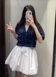 衬衫 WMXZ春季 6164070新款 V领口袋饰水洗牛仔短款 070 女6164