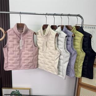 大厂订单!秋冬百搭纯色轻盈保暖立领拼接无袖背心马甲叠穿马夹女