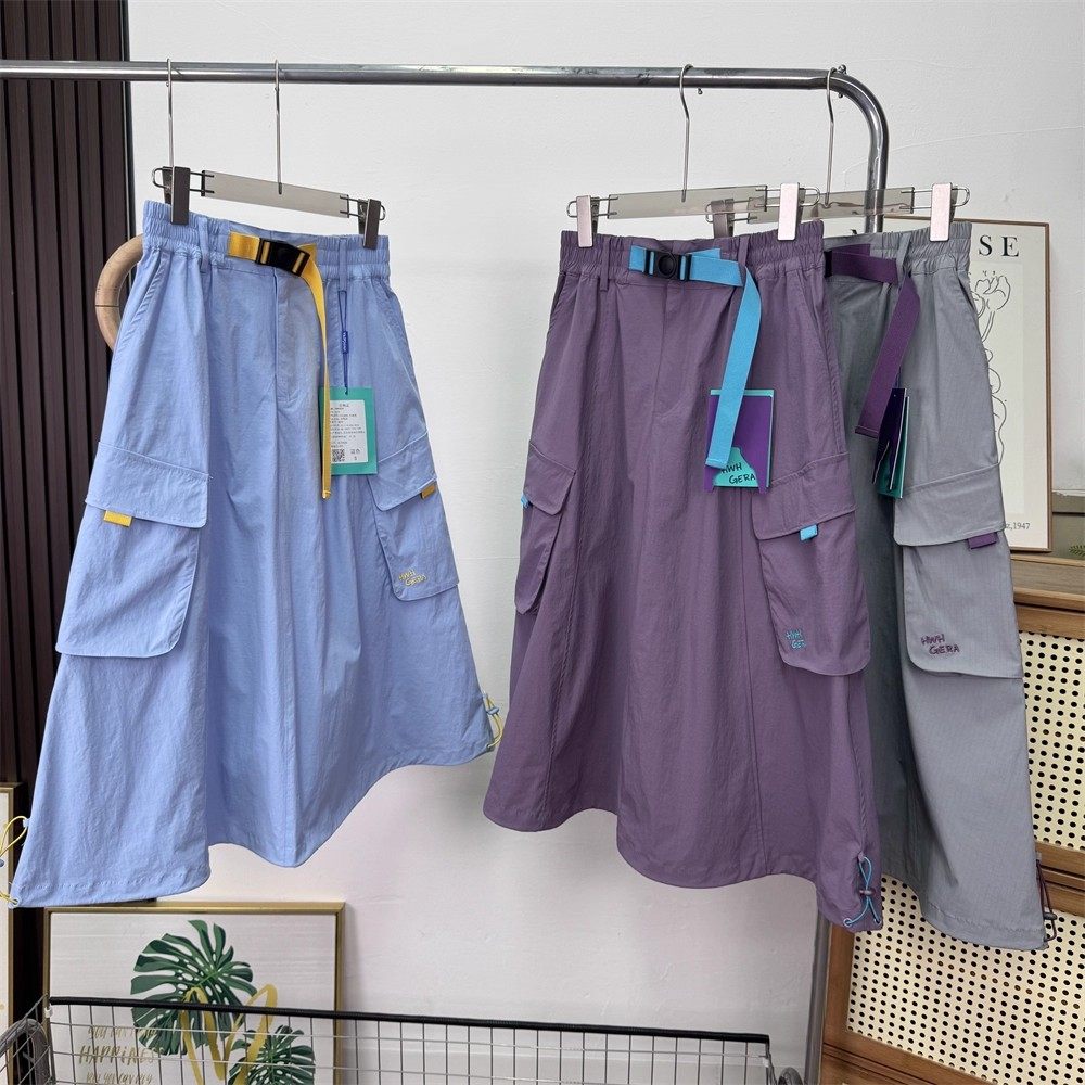 大厂订单！户外山系轻量化大口袋工装裙松紧腰抽绳半身裙长裙女