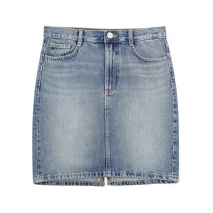 005 高腰显瘦开叉水洗牛仔直筒半身短裙8727 WMXZ春季 8727005新款