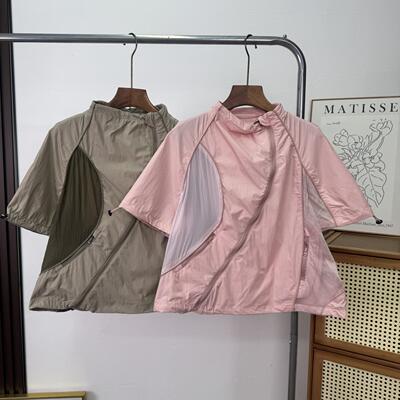 大厂订单！山系户外情侣款经典撞色设计个性斜拉链工装衬衫