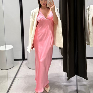 挂脖领系带丝缎质感迷笛连衣裙女2454 331 2454331新款 WMXZ春季