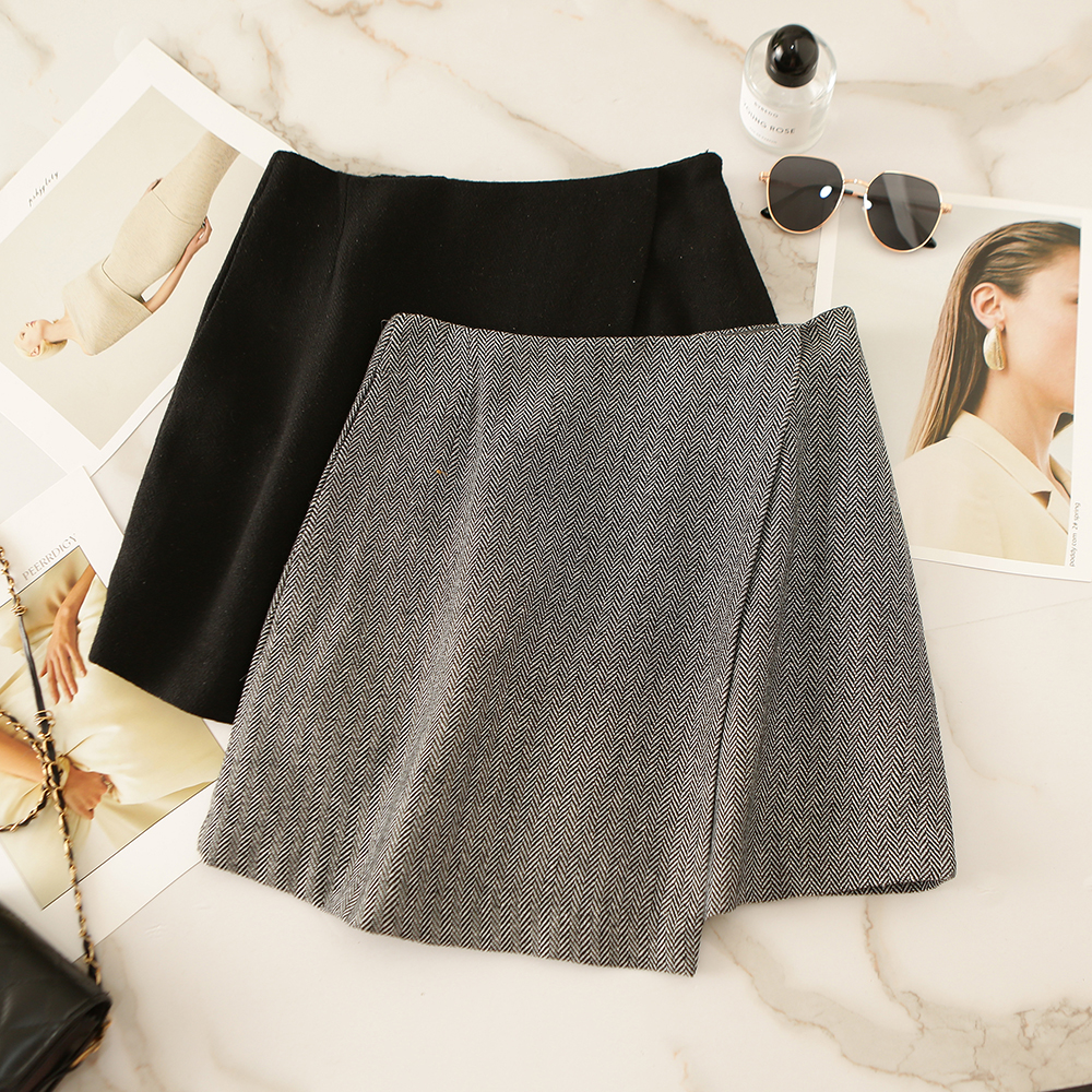 松紧腰半裙显瘦不规则A字短裙