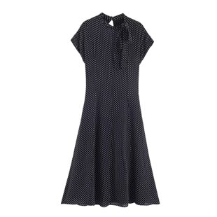 圆领蝴蝶结波点优雅气质迷笛连衣裙4437 055 4437055新款 WMXZ春季