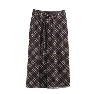 WMXZ春季5039285新款格子绢网蝴蝶结系带迷笛纱笼裙女5039/285