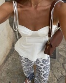 WMXZ夏季 920 吊带上衣女8155 8155920新款 纯色性感打褶紧身胸衣式