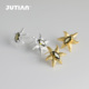 JUTIAN S925纯银橄榄石镶嵌海星耳钉女冷淡风小众个性 ins耳饰礼物