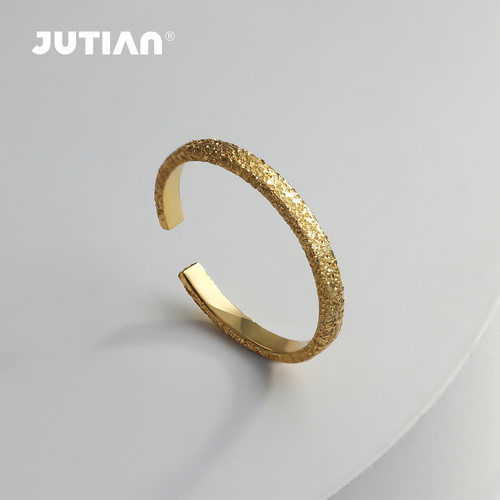 JUTIAN纯银细圈戒指磨砂开口素圈