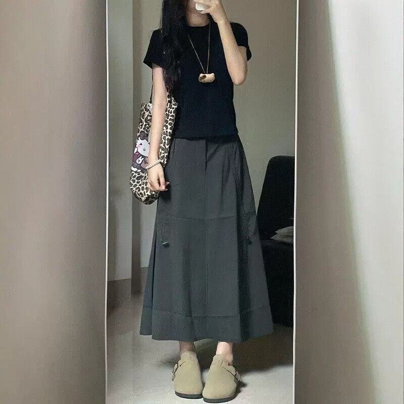 清仓捡漏~美式工装半身裙女2026春夏季高腰遮胯显瘦中长款a字伞裙