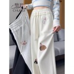 清仓捡漏~小个子运动裤卫裤女冬季超火a字阔腿裤直筒休闲加绒裤子