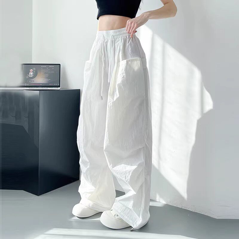 清仓捡漏冰丝速干工装裤女夏季薄款宽松显瘦大码胖mm休闲阔腿裤子