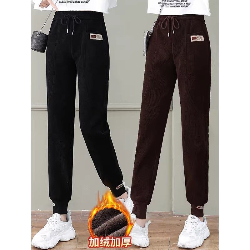 清仓捡漏加绒加厚卫裤女秋冬小脚哈伦裤休闲束脚裤欧棉灯芯绒裤子,女装/女士精品,大码裤装,淘宝优惠券,粉丝福利购,淘宝优惠卷