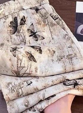 清仓捡漏~休闲复古冰丝阔腿裤女夏季薄款宽松高腰垂感妈妈直筒裤