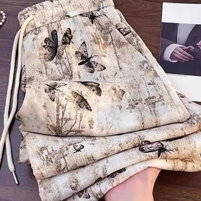 清仓捡漏~休闲复古冰丝阔腿裤女