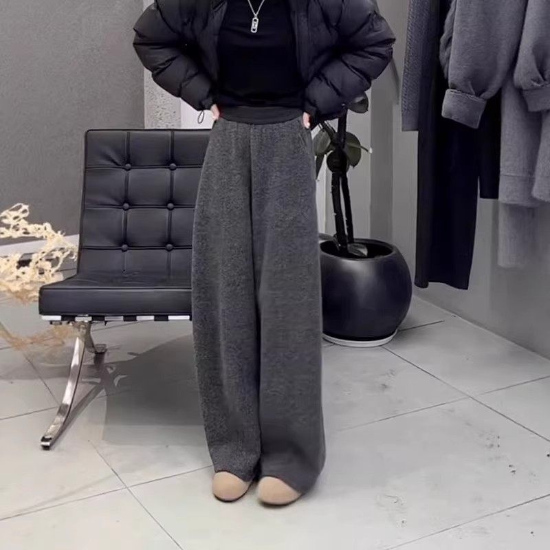 清仓捡漏欧货高级宽松毛呢裤女秋冬加绒加厚松紧腰弯刀休闲阔腿裤,女装/女士精品,大码裤装,淘宝优惠券,粉丝福利购,淘宝优惠卷