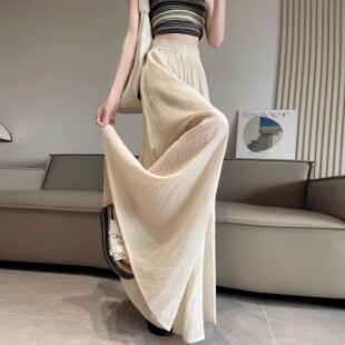 清仓捡漏冰丝棉麻裤子女夏季亚麻阔腿裤高腰宽松垂感拖地山本裙裤