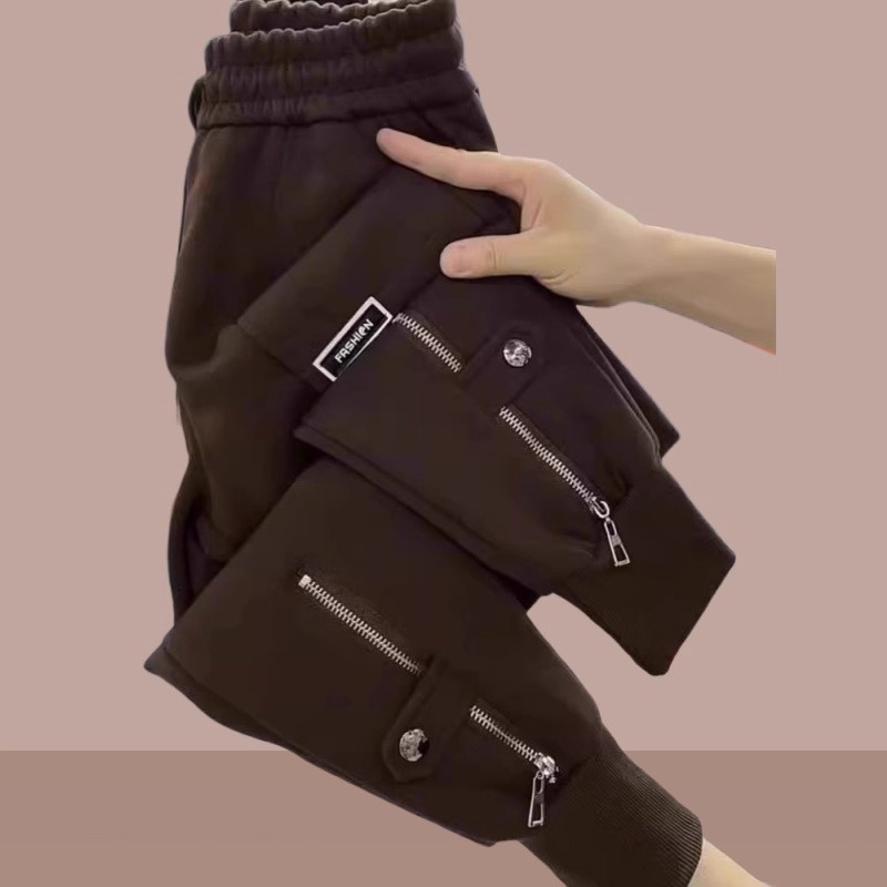 休闲裤女加绒卫裤秋冬季运动裤子