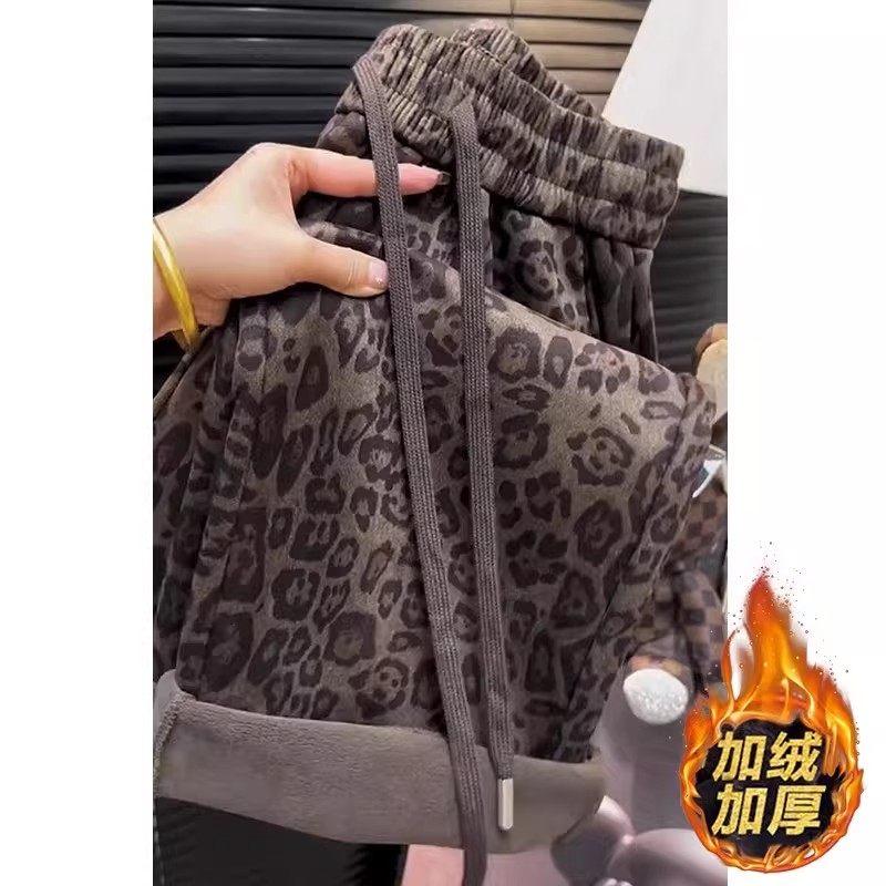 清仓捡漏秋冬季加厚保暖大码休闲裤洋气豹纹直筒裤抽绳松紧阔腿裤,女装/女士精品,大码裤装,淘宝优惠券,粉丝福利购,淘宝优惠卷