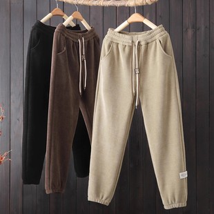 子 灯芯绒加绒小个子雪尼尔束脚运动裤 清仓捡漏休闲卫裤 女春秋冬季