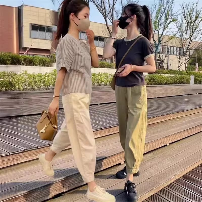 高腰显瘦工装休闲裤女小个子夏季