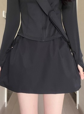 清仓捡漏~黑色工装短裤女夏a字半身裙小个子防走光包臀裙运动裙裤