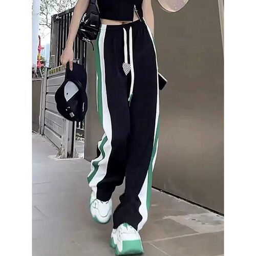 阔腿裤女2026夏季薄款条纹运动裤