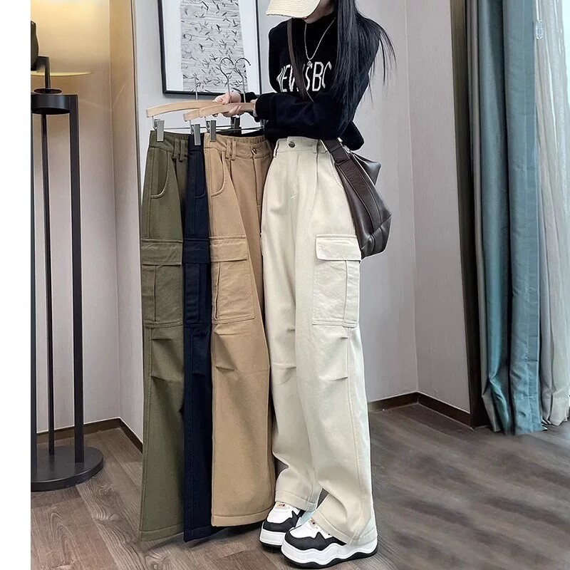 美式工装裤女款春秋小个子阔腿裤