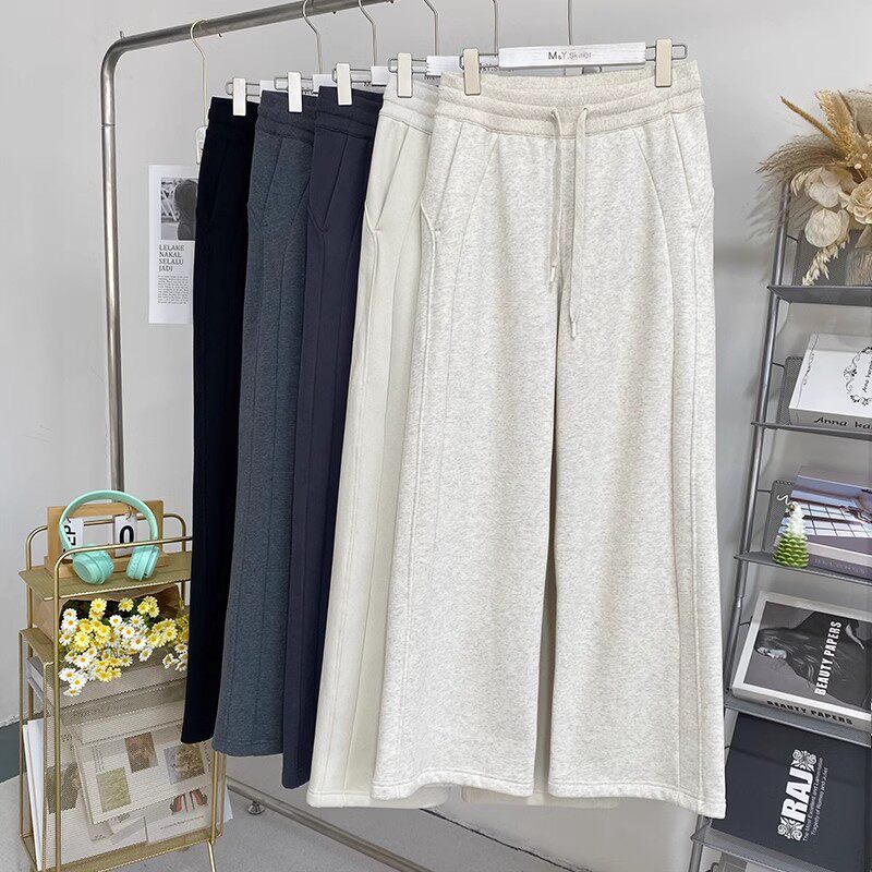 清仓捡漏抽绳运动休闲裤女款夏季新款高腰阔腿宽松显瘦百搭直筒裤