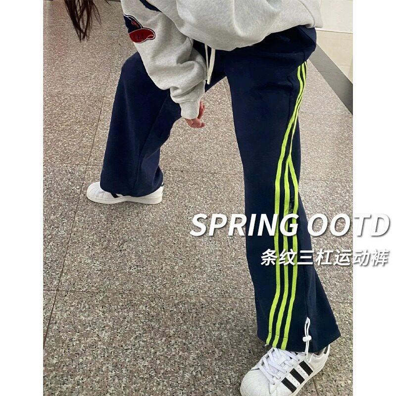 美式运动裤女春秋2026新款阔腿裤