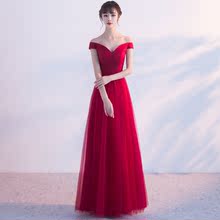 新娘2018新款秋季性感一字肩晚礼服1