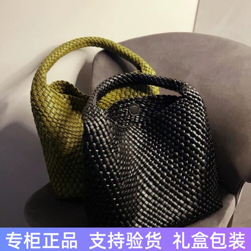 香港手工编织包真皮大容量托特包